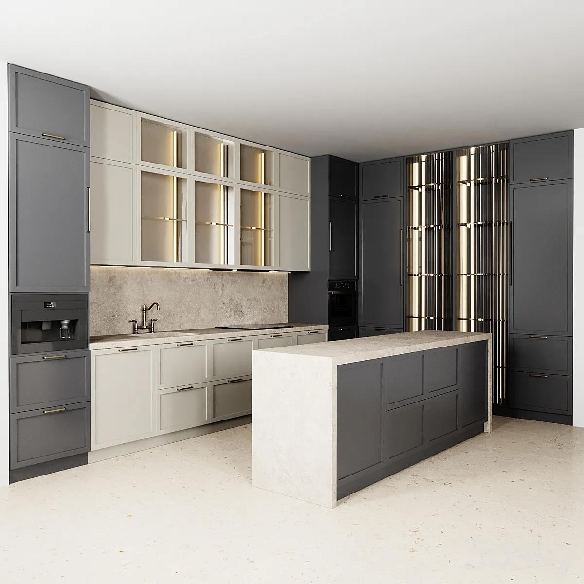 Armoire de cuisine moderne PINAI armoires de cuisine en placage designs armoire de cuisine modulaire moderne avec îlot