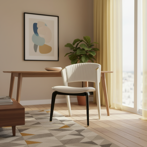 Chaise de salle à manger en tissu beige haut de gamme, pieds en métal, design moderne, chaises pour la maison, le bureau, la salle à manger, pour restaurant, hôtel - Product Image 6