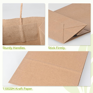 Bolsa de Papel Kraft Marrón Digital Ecológica y Reciclable con Cuerda de Algodón para Compras, Entrega de Alimentos, Comida para Llevar, Bolsas de Transporte de Comestibles - Product Image 3