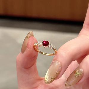 Bague pour femme <span class=keywords><strong>en</strong></span> argent 925 de haute qualité, or, 6 * 6, forme de cœur, diamant rouge sang de <span class=keywords><strong>pigeon</strong></span>, ensemble romantique, bijoux de charme - Product Image 1