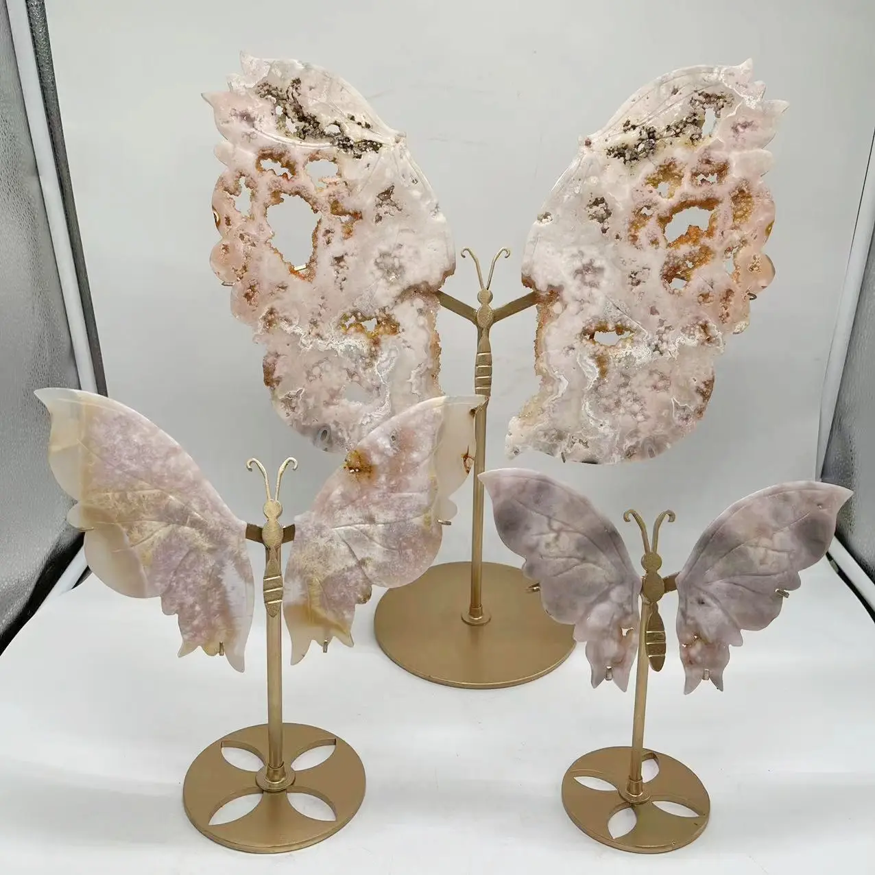 Groothandel Bulk Kristal Ambachten Carving Vlindervleugels Natuurlijke Kristal Roze Amethist Vleugels