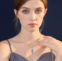 Élégant pendentif à breloque cheval de mer en opale bleue collier hippocampe en argent sterling 925 bijoux animaux de l'océan