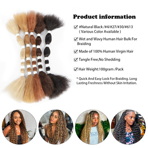 Sản Xuất Các Nhà Cung Cấp Ma Thuật Curl 100% Tóc Con Người Số Lượng Lớn Cho Bện 100G Ướt Và Lượn Sóng Con Người Bện Tóc Số Lượng Lớn Không Dệt - Product Image 4