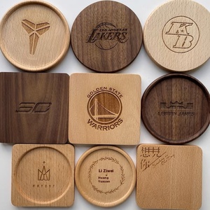 Dessous de verre en bois massif gravé au laser avec logo personnalisé Tapis de café isolant thermique au design moderne pour porte-gobelet à thé - Product Image 2