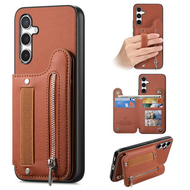 PU Leather Magnetic Snap Flip Kickstand Shockproof Phone Wallet Case for Samsung Galaxy A17 Mobile Cases with Card Holder