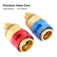 2pcs R134A High Low Pressure Straight Quick Coupler Connector Car A/C Refrigerant Adapter