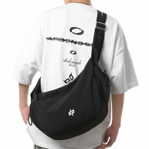 Sac bandoulière unisexe tendance à motif géométrique et multiples poches, en nylon, fermeture éclair, imperméable, pour un style affirmé - Product Image 3