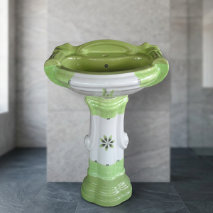 Modern Round Art Ceramic Pedestal Basin with Simple Floor Mounted Design Washbasins Sink Stand - Product Image 3