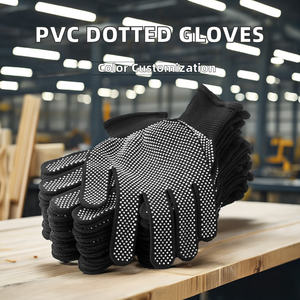 Luvas de Trabalho e Inspeção de Poliéster Tricotado de Calibre 13 com Pontos de PVC, Anticorte e Antiderrapantes, com Forro de Nylon. Amostra Grátis - Product Image 2