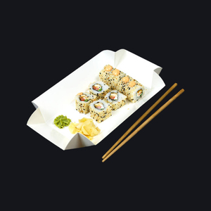 Folding Custom Logo To Go Tray Packaging Papier Section Paper Sushi Box