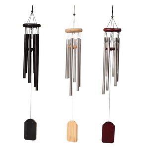 Style européen métal aluminium Tube vent carillon en bois carré pendentif pour balcon porte décoration jardin ornements produit d'usine - Product Image 1