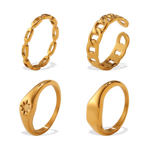 Fashionable Geometric Stainless Steel <b>Ring</b> 18K Gold Plated Unisex Jewelry Gift Wearable Accessory - Product Image 5