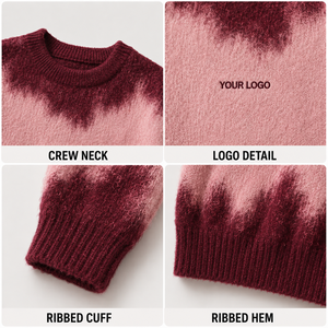 Maglione da <span class=keywords><strong>Donna</strong></span> con Etichetta Privata, Rosa <span class=keywords><strong>Bordeaux</strong></span> Tie-Dye, in Misto Mohair, Pesante, Oversize, Girocollo - Product Image 3