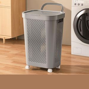 Cesto de Ropa Sucia Grande para el Hogar, Cesto de Lavandería de Plástico con Ruedas y Asa, con Cesta para Ropa Interior - Product Image 4