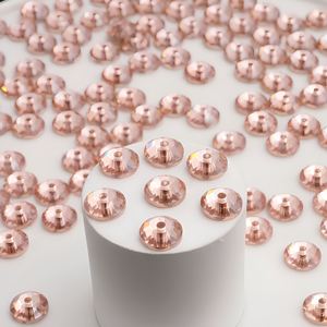 Perles de strass à coudre en résine époxy rose pêche de 5 mm, à dos plat et trou central, pour la création de bijoux à plusieurs rangs - Product Image 6
