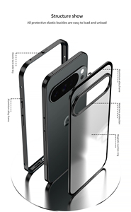 Étui de téléphone antichoc avec cadre métallique givré et boucle à pression pour Google Pixel 10 Pro XL 9 Pro 8a 7 - Product Image 4