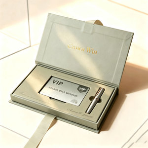 Boîte d'emballage élégante en gros avec poignée en ruban personnalisée, dorure à chaud, certifiée FSC, pour cartes de crédit et stylos, avec logo - Product Image 2