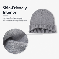 Bonnet tricoté unisexe personnalisé avec logo, bleu poussière, doux, côtelé, à revers, chaud pour l'hiver, style streetwear, pour l'extérieur