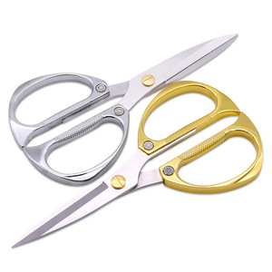 Stainless Steel Scissors Straight Blade 0037 All Steel Shears Home Office Use Silver Gold Color - Product Image 2