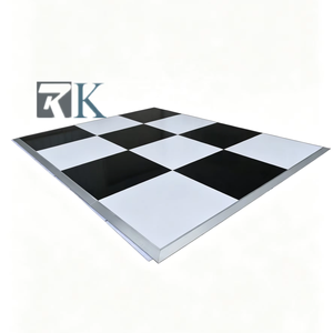 Plancher de danse portable pour fêtes, mariages et événements avec plateforme noire et bordure en aluminium - Product Image 1