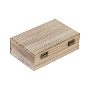 Caja de madera pequeña con bisagras para embalaje de té, pequeña y rústica, caja de baratijas de madera - Product Image 2
