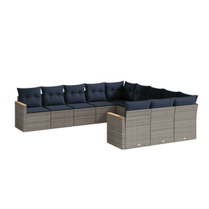 Set Divano da Giardino in Polyrattan Grigio con Cuscini, Arredamento da Esterno dal Design Contemporaneo - Product Image 1