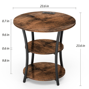 Table basse contemporaine à 3 niveaux personnalisée en usine 2 ports USB 2 prises de courant Étagères de rangement à 3 niveaux pour chambre à coucher hôtel salon - Product Image 2