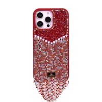 Étui de téléphone en perles faites à la main de qualité supérieure avec chaîne à franges de la marque Bling World pour iPhone 16 Plus 15 Pro Max 13 12