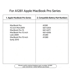 Batería de Repuesto para Portátil <span class=keywords><strong>A1281</strong></span>, 10.8V 4000mAh para MacBook Pro 15 Pulgadas Unibody de Aluminio A1286 Finales de 2008, Venta al Por Mayor de Fábrica - Product Image 3