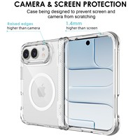 Pour iPhone Duo, nouvelle coque de téléphone magnétique transparente 2-en-1 pour iPhone 18, support central à ressort, coque de protection pour téléphone