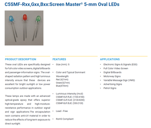 2023 haute puissance CREES C5SMF rouge 621nm LED Indication discrète 2.1V Radial Screen Master 5mm LED ovales LED standard à travers le trou - Product Image 2