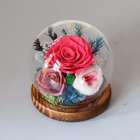 Rose éternelle et tournesol préservés faits à la main sous cloche en verre – Cadeau longue durée pour la Saint-Valentin, souvenirs de mariage, fleur éternelle