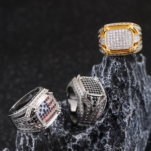 Geometric Square <b>Ring</b> Gold Two-tone Micro Pave Zircon Unisex Jewelry Everyday Wear - Product Image 4