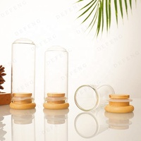 Logo impression Transparent odeur preuve thé fleur conteneur Tube petit tube à essai clair flacon en verre avec bouchon en bambou bouchon