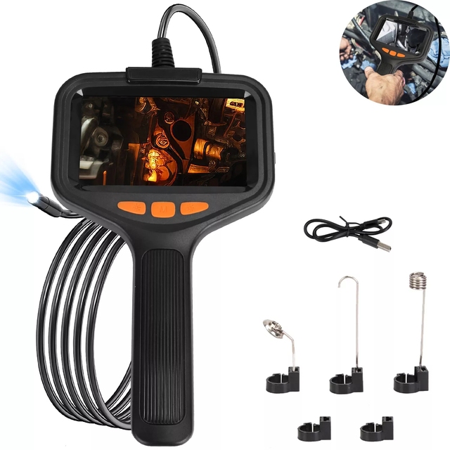 5mm 8mm Front Lenses Integrated Car Industrial Pipeline Endoscope Camera with 4.3 Inch LED Display Screen Battery-Powered
