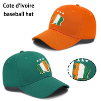 Cote D'Ivoir Football Team Cap Embroidered Logo Cotton 6-Panel 3Stars Cote D'Ivoire football Hat Ivory Coast Hat