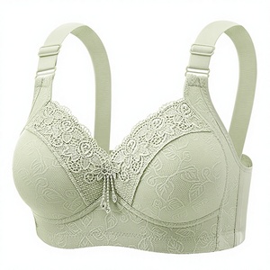 Soutien-gorge grande taille uni en dentelle brodée, dos élégant, push-up, sans armatures, bonnet fin et couvrant, fermeture <span class=keywords><strong>à</strong></span> quatre rangées de crochets, maintien latéral - Product Image 1
