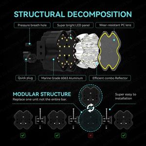 Barra de Luces LED Modular Enlazable para Techo de 52 Pulgadas, Color Ámbar, para Automóviles, Camionetas Todoterreno, JEEP, Automotriz, X3, Barra de Luces Combinada de Luz Alta <span class=keywords><strong>4X4</strong></span> - Product Image 4