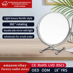 Miroirs de mode avec métal et miroir rond bidirectionnel Table antidérapante 360 degrés dans la maison