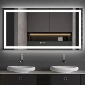 Hiện đại chất lượng cao hình chữ nhật tường phòng tắm gương chống sương mù Vanity Dimmable Led Gương phòng tắm với ánh sáng