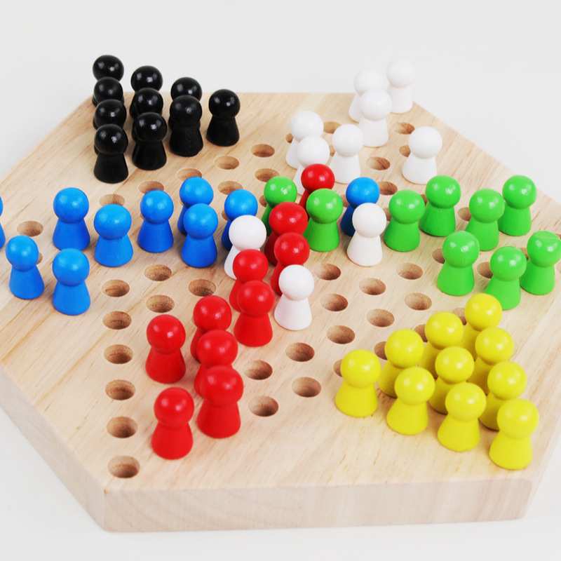 Jeu De Dames Hexagonal Chinois En Bois Traditionnel - Dames Étoilées Pour Enfants Et Famille, 2 à 6 Joueurs Dames Tradition Chinoises