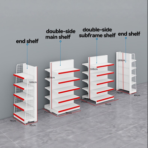 4/5/6 Tier Heavy Duty Racking Supermercado de doble cara Estantería de madera y metal <span class=keywords><strong>Wire</strong></span> <span class=keywords><strong>Back</strong></span> Shop Fruit Book Product Display <span class=keywords><strong>Shelf</strong></span> - Product Image 2