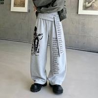 Pantalon large pour homme, style urbain vintage, avec logo personnalisé, imprimé lettres, à bretelles, coupe empilée, style Machete, pour la danse de rue