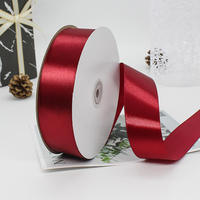 Ruban cadeau en satin écologique de luxe, série rouge unie, prêt à l'emploi pour mariage, Saint-Valentin, Noël, boîte cadeau