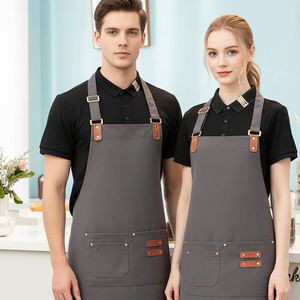Custom Logo Apron Chef Kitchen Use Custom Logo Printed Canvas Waist Apron for Restaurant Milk Tea Cafe Waiter Apron - Product Image 2