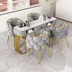 Mesa de Manicura Popular Individual/Doble Syf S, Mesa de Manicura Rectangular de Doble Capa Minimalista y Juego de Sillas - Product Image 1