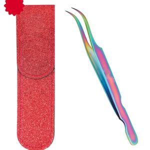 Pinzas de acero inoxidable Pinzas de pestañas de punta de fibra de alta densidad Pinzas de volumen para extensión de pestañas - Product Image 1