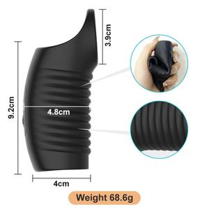 Mainan seks Dildo hitam cincin Penis ekstender lengan Penis silikon dengan ekstensi cincin Penis bergetar - Product Image 3