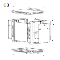 Armoire réseau murale 9U 19 pouces avec porte vitrée ventilée, rack de serveur ventilé et verrouillable pour équipement informatique en acier SPCC