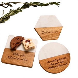 Wooden & Marble coaster <b>Set</b> of 4 Pcs Stylish Tableware home Decor Resturants <b>Dinnerware</b> Kitchenware Mats & Pads At Best Price - Product Image 2